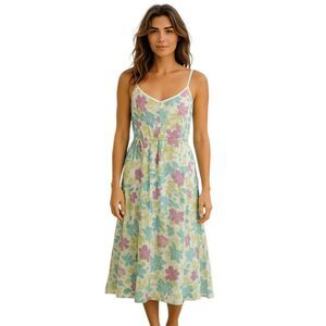 Kiko Dress  Women's Size  M Maxi  Blue  Floral 100% Silk Brand New #19